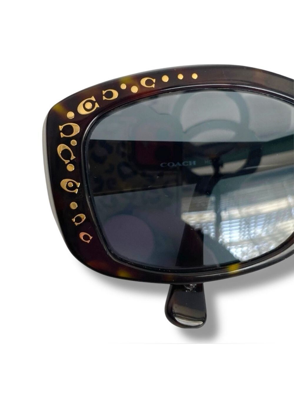 Coach HC8161 Celeste Dark Tortoise Oversized Square Sunglasses 55-18-135 - Picture 3 of 11